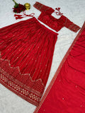 DESIGNER CHINON EMROIDERY LEHANGA CHOLI WITH DUPATTA