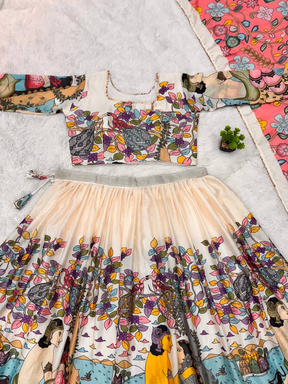 Kalamkari Lehenga with Vibrant Mythological Artwork