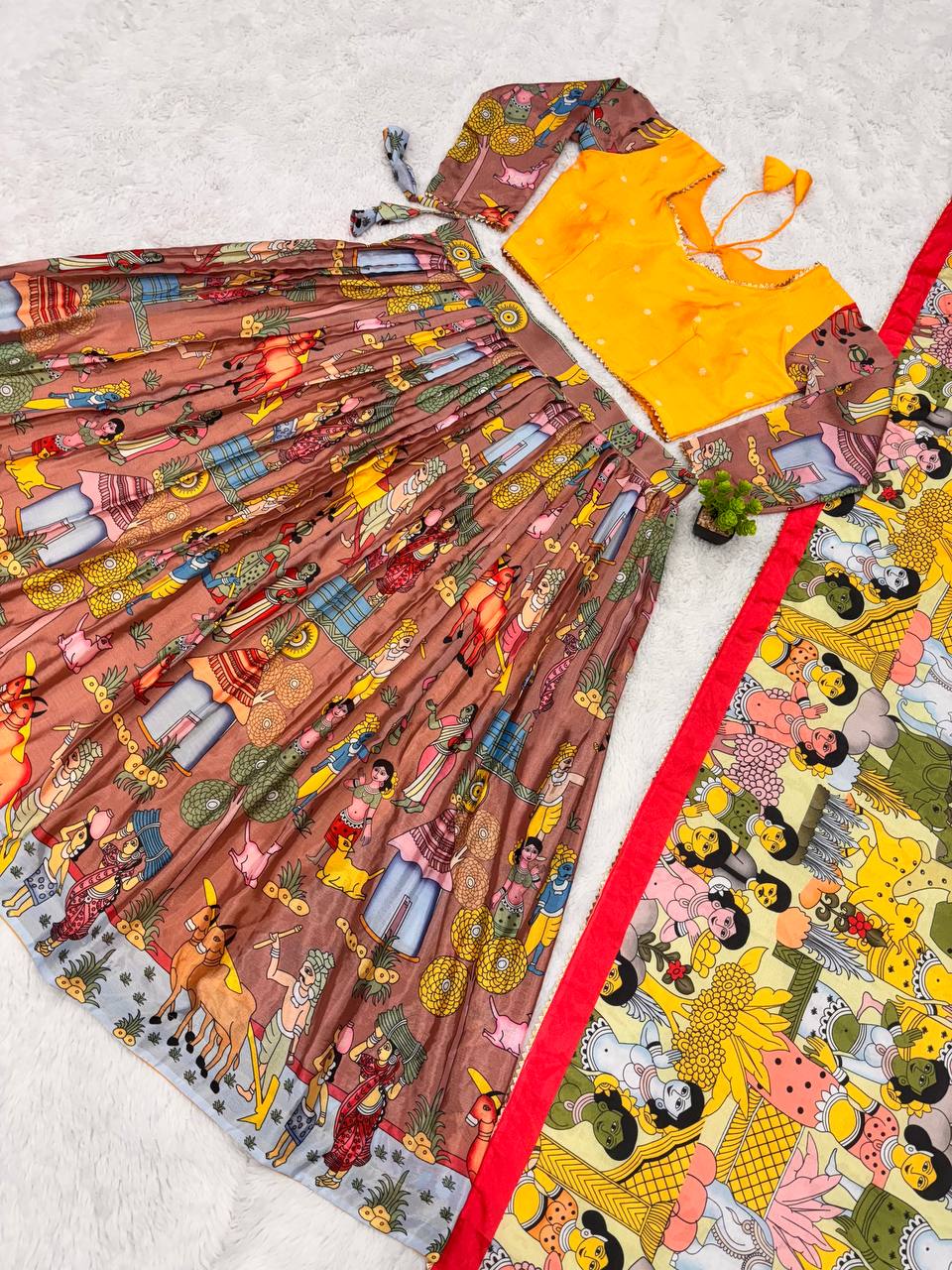 Elegant Kalamkari Printed Lehenga Choli for Weddings