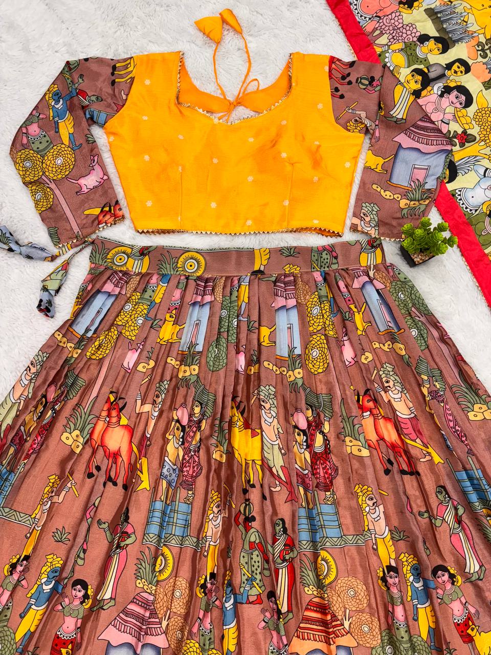 Elegant Kalamkari Printed Lehenga Choli for Weddings